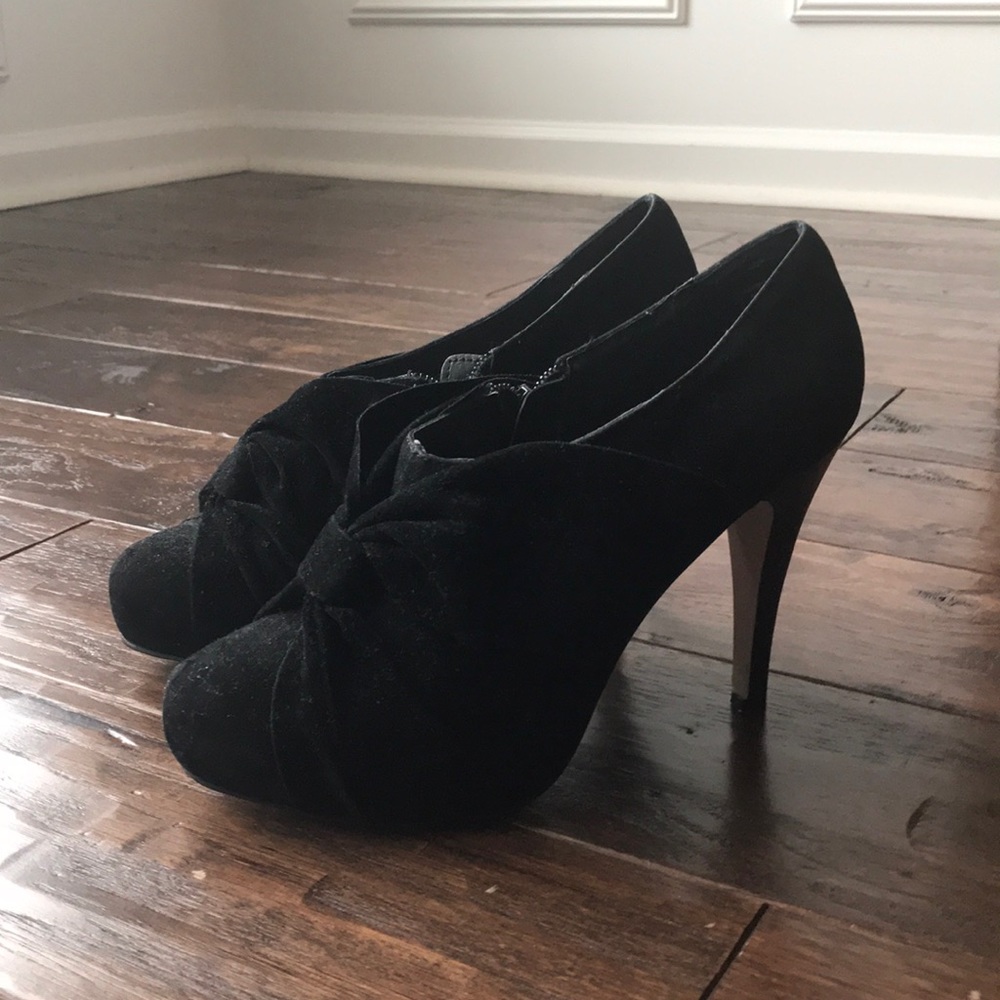 Madden Girl velvet black high heel booties